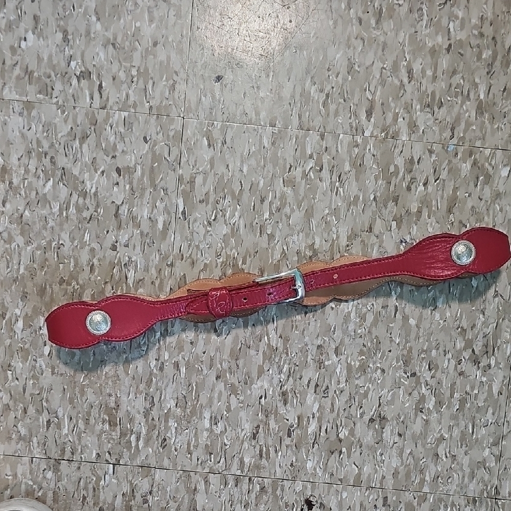 Tony Lama Vintage Red Leather Belt with Silver Accents Size 32.